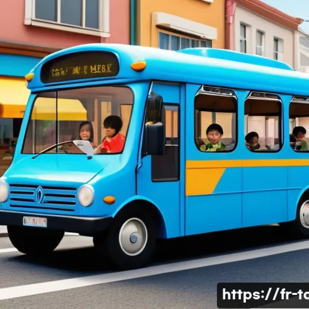 타요의 브랜드 가치 - A vibrant, animated scene of Tayo the Little Bus and his friends, Lani and Rogi, parked on a sunny, ...