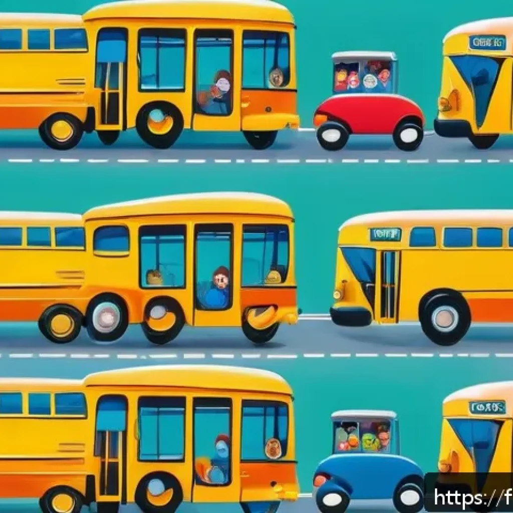 타요 극장판 - A colorful animated scene featuring a group of friendly, anthropomorphic buses with diverse personal...