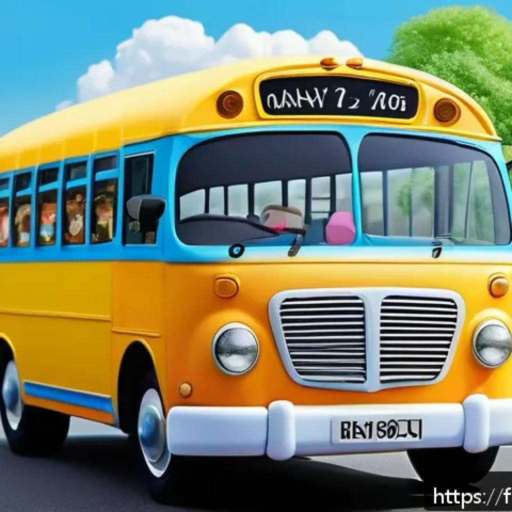 타요 유튜브 공식 채널 - A vibrant and colorful animated scene featuring a friendly small bus character named Tayo, designed ...